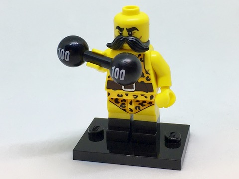 LEGO col17-2 Circus Strongman, Series 17 (Complete Set with Stand and Accessories)