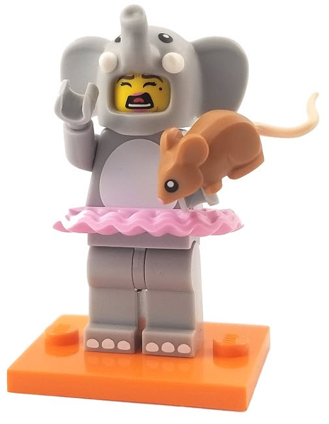LEGO col18 Elephant Costume Girl, Series 18 (Complete Set with Stand and Accessories)