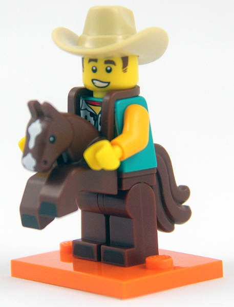 LEGO col18-15 Cowboy Costume Guy, Series 18 (Complete Set with Stand and Accessories)