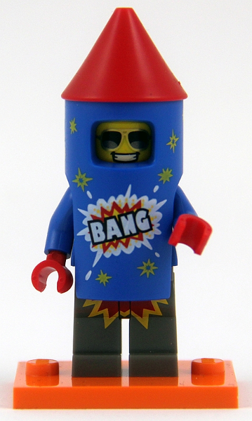 LEGO col18-5 Firework Guy, Series 18 (Complete Set with Stand and Accessories)