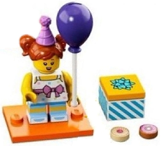 LEGO col18-6 Birthday Party Girl, Series 18 (Complete Set with Stand and Accessories)