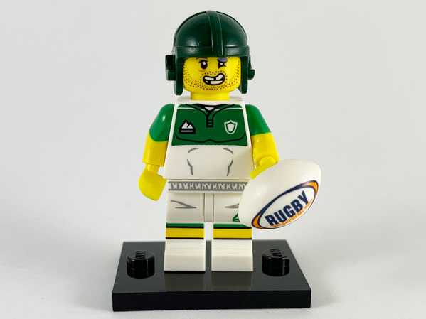 LEGO col19-13 Rugby Player, Series 19 (Complete Set with Stand and Accessories)
