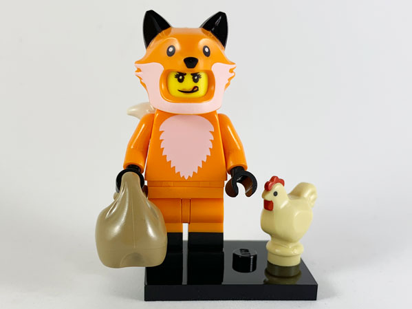 LEGO col19-14 Fox Costume Girl, Series 19 (Complete Set with Stand and Accessories)