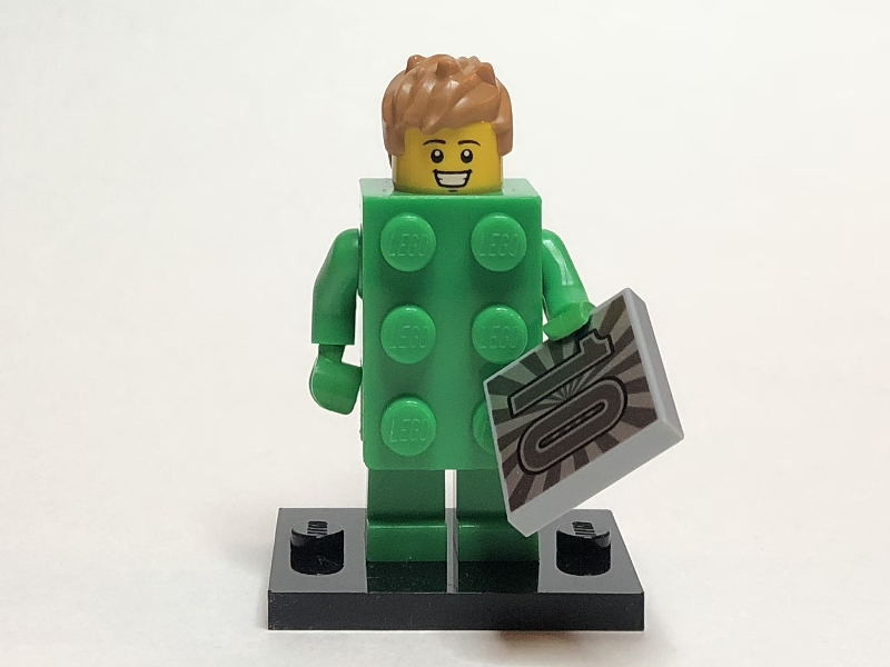 LEGO col20-13 Brick Costume Guy, Series 20 (Complete Set with Stand and Accessories)