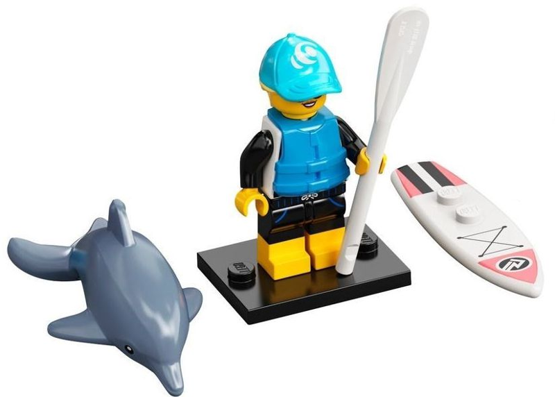 LEGO col21 Paddle Surfer, Series 21 (Complete Set with Stand and Accessories)