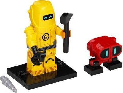 LEGO col22 Robot Repair Tech, Series 22 (Complete Set with Stand and Accessories)