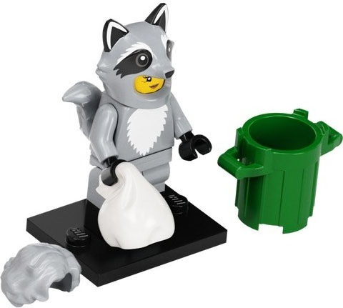 LEGO col22-10 Raccoon Costume Fan, Series 22 (Complete Set with Stand and Accessories)