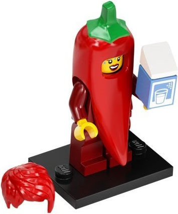 LEGO col22-2 Chili Costume Fan, Series 22 (Complete Set with Stand and Accessories)