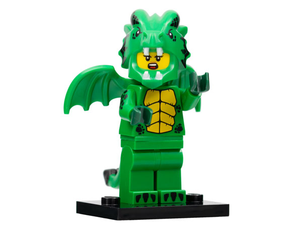 LEGO col23-12 Green Dragon Costume, Series 23 (Complete Set with Stand and Accessories)