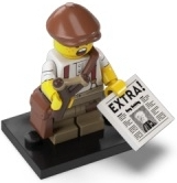 LEGO col24-12 Newspaper Kid, Series 24 (Complete Set with Stand and Accessories)