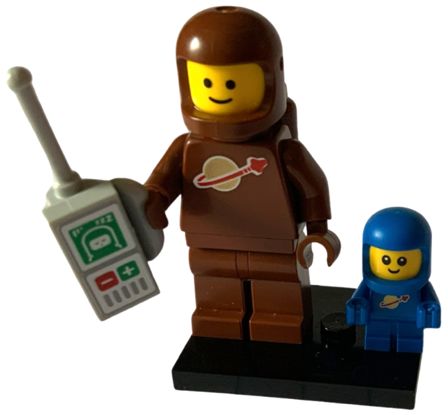 LEGO col24-3 Brown Astronaut and Spacebaby, Series 24 (Complete Set with Stand and Accessories)