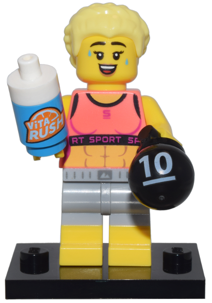 LEGO col25-7 Fitness Instructor, Series 25 (Complete Set with Stand and Accessories)