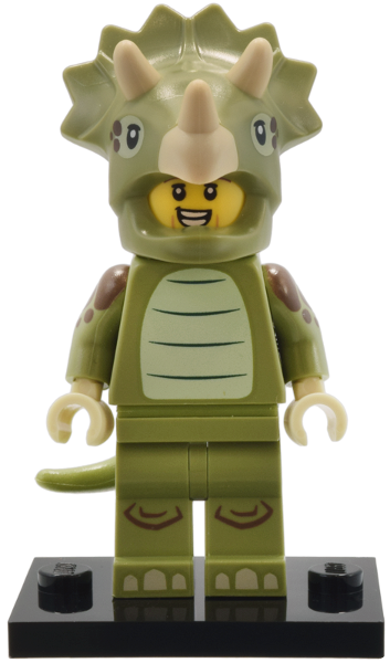 LEGO col25-8 Triceratops Costume Fan, Series 25 (Complete Set with Stand and Accessories)