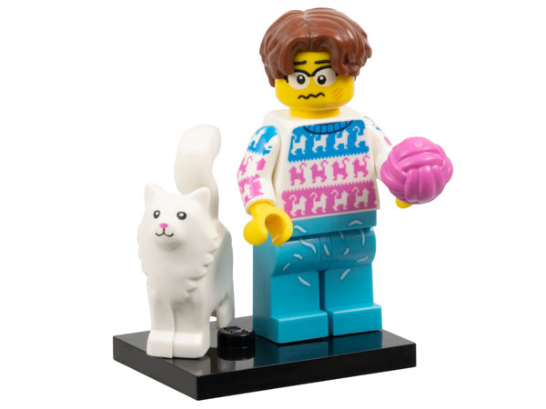 LEGO col27-11 Cat Lover, Series 27 (Complete Set with Stand and Accessories)
