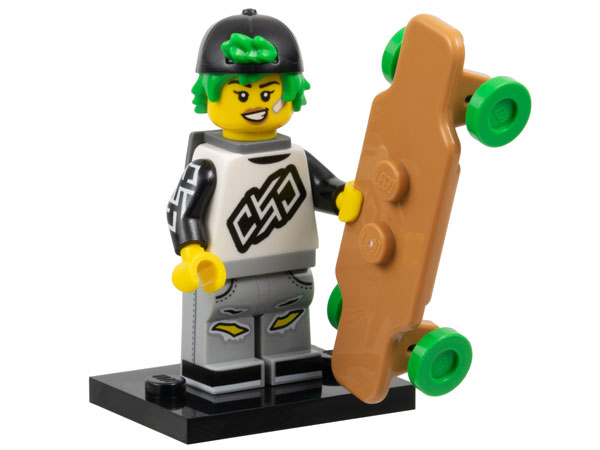LEGO col27-7 Longboarder, Series 27 (Complete Set with Stand and Accessories)