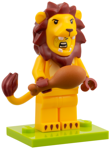 LEGO col28-11 Lion Costume Fan, Series 28 (Complete Set with Stand and Accessories)