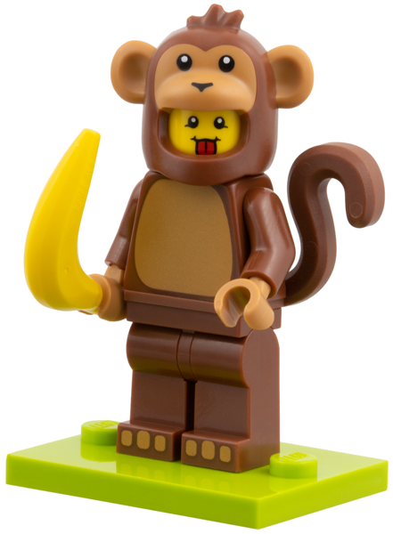 LEGO col28-4 Monkey Costume Fan, Series 28 (Complete Set with Stand and Accessories)