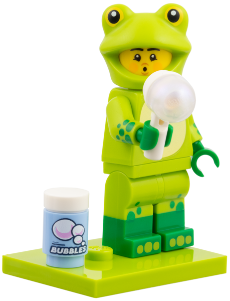 LEGO col28-5 Frog Costume Fan, Series 28 (Complete Set with Stand and Accessories)