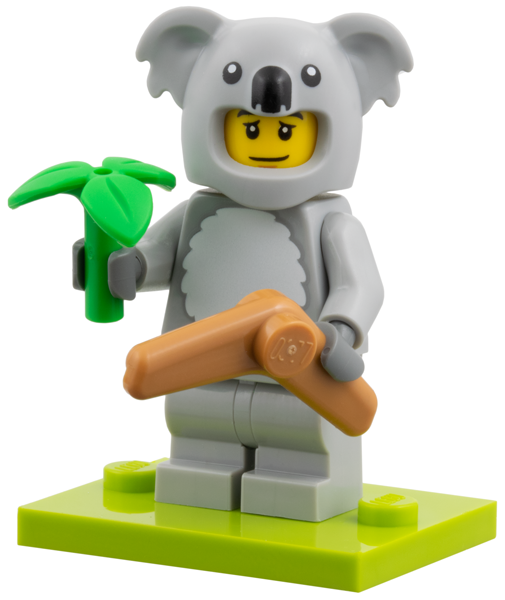 LEGO col28-6 Koala Costume Fan, Series 28 (Complete Set with Stand and Accessories)