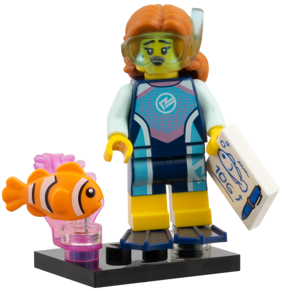 LEGO col29-2 Marine Biologist, Series 29 (Complete Set with Stand and Accessories)