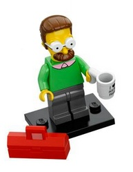 LEGO colsim-7 Ned Flanders, The Simpsons, Series 1 (Complete Set with Stand and Accessories)