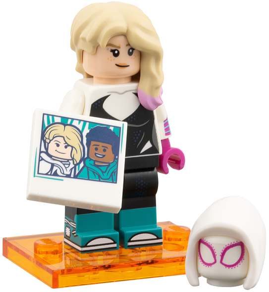 LEGO colspi-4 Gwen Stacy / Spider Gwen, Spider-Man Across the Spider-Verse (Complete Set with Stand and Accessories)