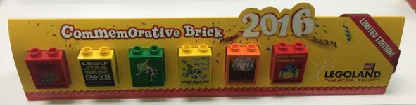 LEGO LLMY01 Commemorative Brick 2016, LEGOLAND Malaysia, Set of 6 Duplo Bricks 1 x 2 x 2
