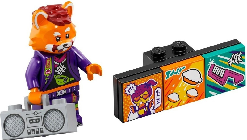 LEGO vidbm01-7 Red Panda Dancer, Vidiyo Bandmates, Series 1 (Complete Set with Stand and Accessories)